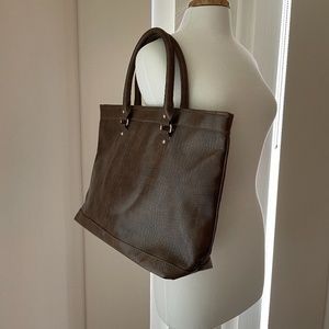 mango faux crocodile skin design brown tote bag